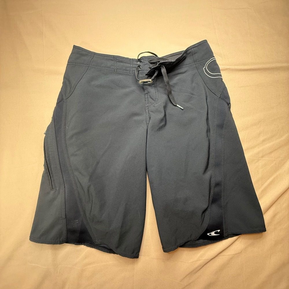 ONeill Superfreak Mens Black Board Shorts Swim Trunks Size 29 Zip Pocket
